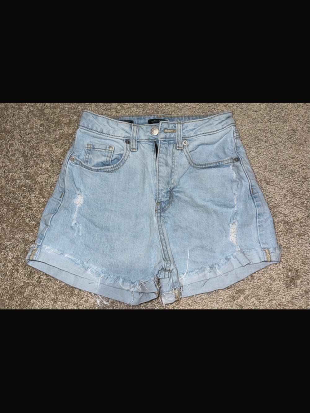wild fable Light Blue Distressed High-Rise Denim Shorts
